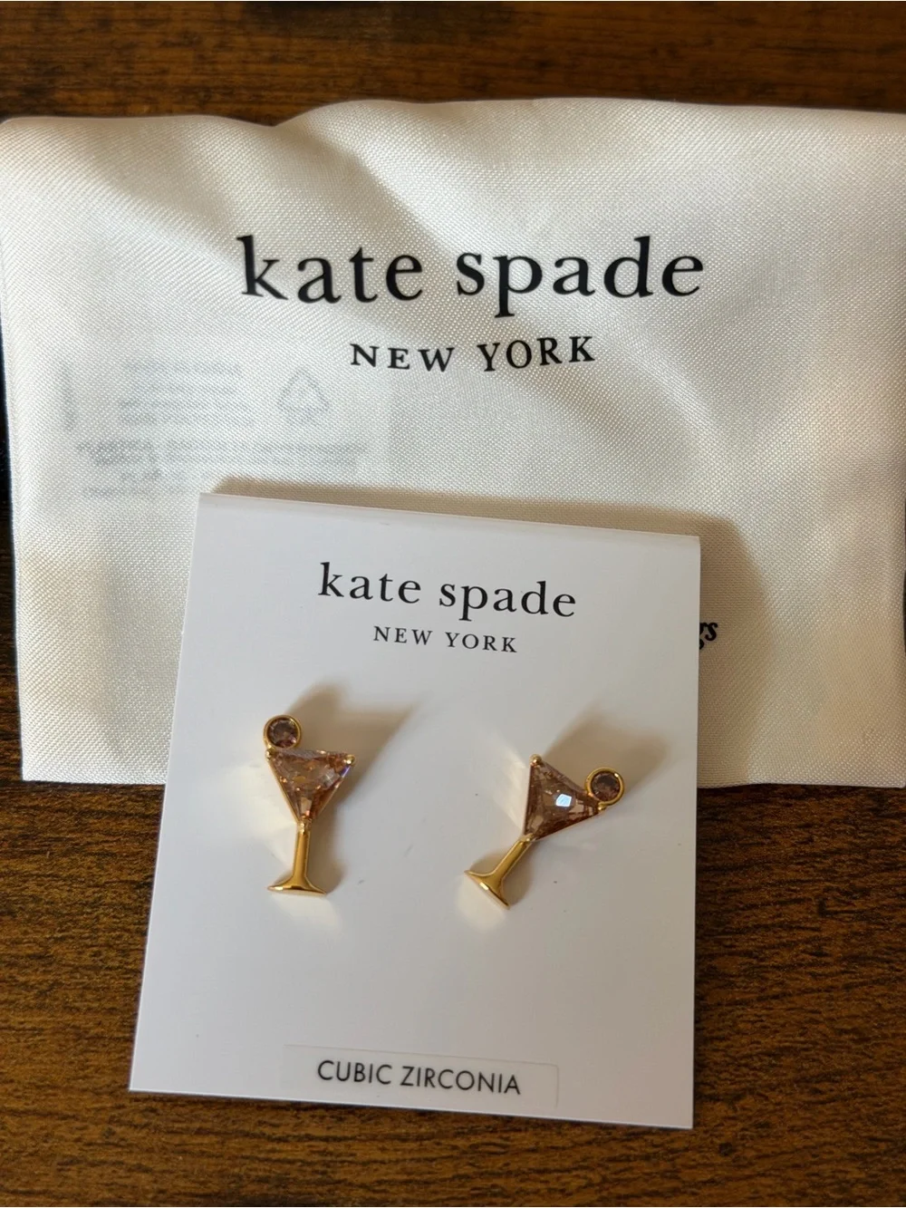 kate spade Shaken and Brewed Gold-Tone Espresso Martini Earrings